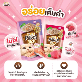 (โหล) Cattie Paws Rich อาหารเปียกแมว โปรตีนจากปลา ไม่เติมเกลือ (12x70g)