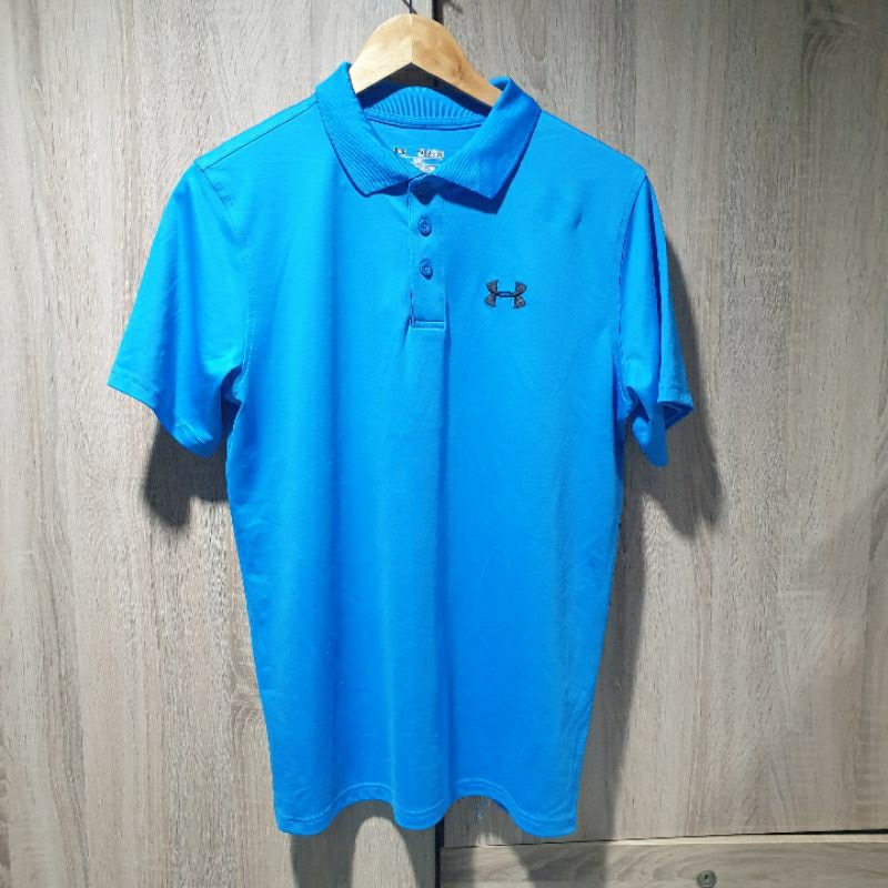 เสื้อคอปกผ้ากีฬา UA สีฟ้า ของแท้มือสอง