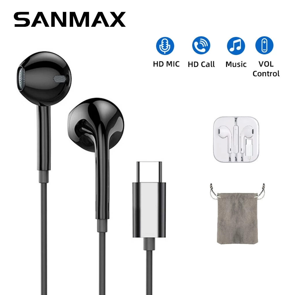 Sanmax หูฟังมีไมโครโฟน 3.5mm / Type-C / Lightning สำหรับ Android thumbnail 6