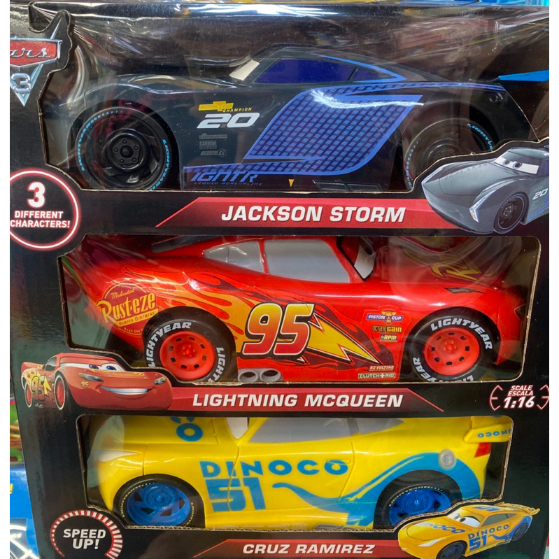 โมเดลรถคาร์ Cars Lightning McQueen - แม็คควีน Cars มี 3 คัน แม็คควีน แจ็คสัน และครูซ รถมีลาน ขนาดรถ 21x8 cm