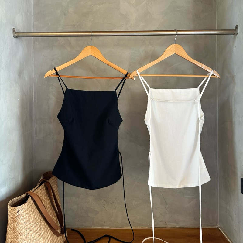 Flat tops เสื้อสายเดียวโชว์หลัง เสื้อผ้าฝ้ายมินิมอล ชุดไปทะเล