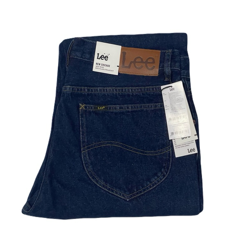 กางเกงยีนส์ Lee ลี ทรง chicago กระบอกใหญ่ฟอกสีเข้ม