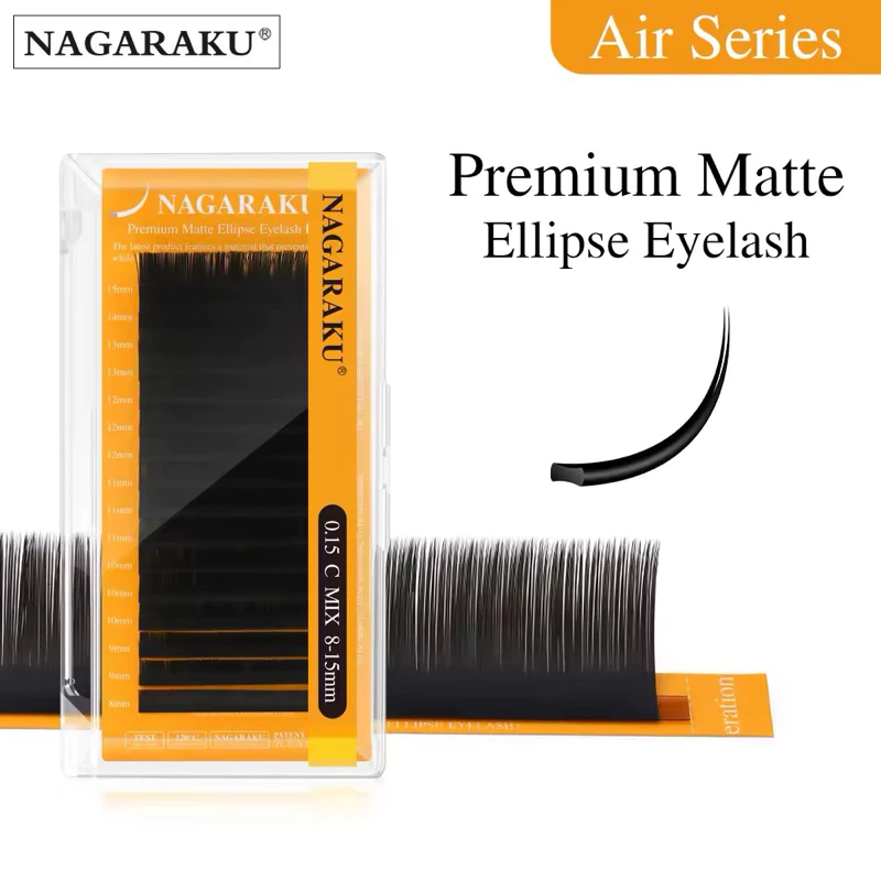 (ร้านในไทย)ขนตาเส้นแบนปลายแฉก NAGARAKU 5th Generation Premium Matte Ellipse Lash(Air Series)#อุปกรณ์ต่อขนตาพร้อมส่งในไทย