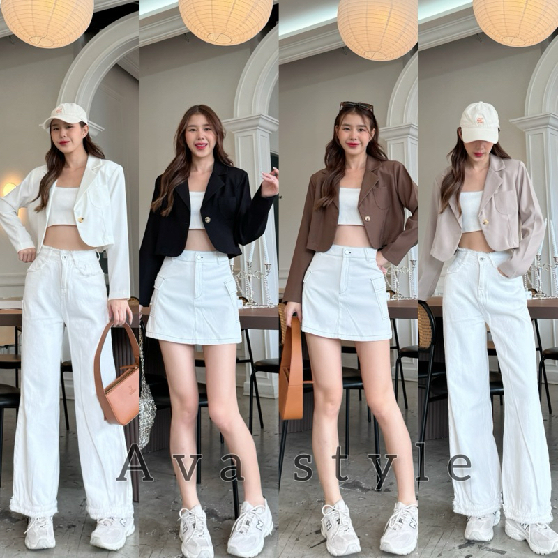 🩵Cool girl 🩵เสื้อแขนยาวตัวสั้น ผ้าเปนิช ผ้าดีทรงสวย
