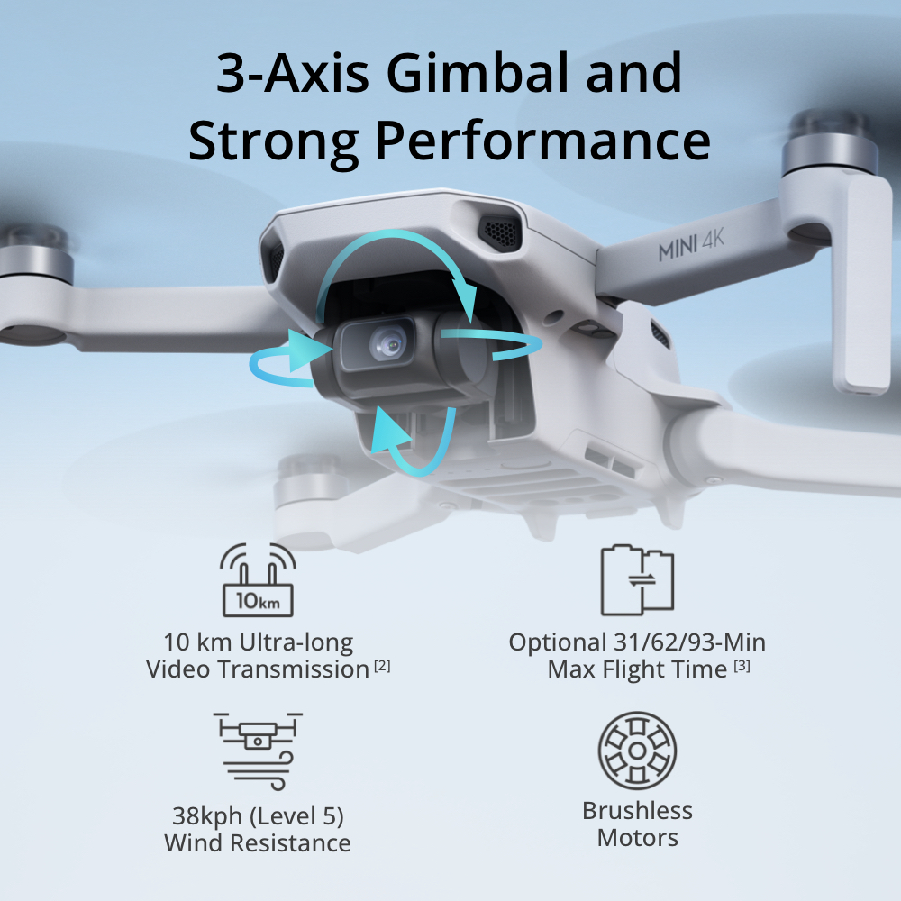 [พร้อมส่ง] DJI Mini 4K - Camera Drone | โดรนขนาดเล็ก | ความคมชัดระดับ HD | ไซส์มินิ | ระยะส่งสัญญาณไกล 10 กม.