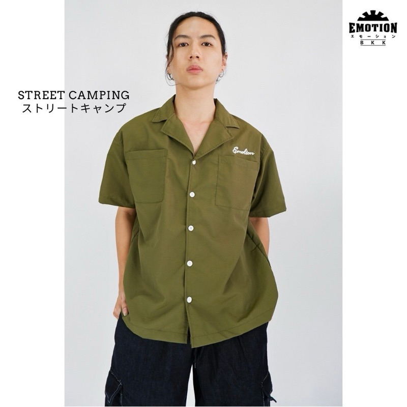Emotion เชิ้ตฮาวาย street ปกเทลเลอร์ ผ้าร่ม
