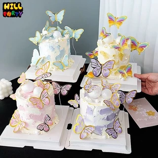 ป้ายปักผีเสื้อตกแต่งเค้ก ท้อปเปอร์ผีเสื้อ cake topperผีเสื้อ สุขสันต์วันเกิด เค้ก ท็อปเปอร์ ตกแต่งเค้ก 11 ชิ้น / เซต