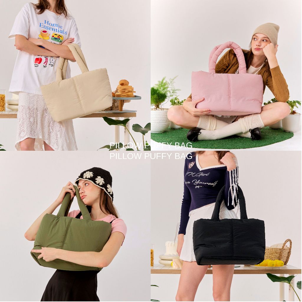 Pillow Puffy bag “big size” - กระเป๋าสะพายข้างกันน้ำใส่Notebookได้ by memine