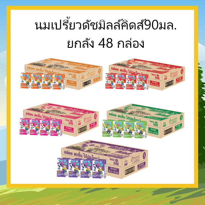 นมเปรี้ยวดัชมิลล์ 90 มล ยกลัง 48 กล่อง เลือกรสได้