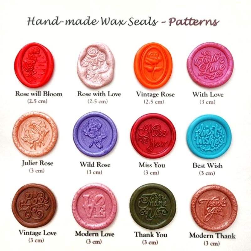 ตราประทับครั่งสำเร็จรูป ครั่ง สำเร็จรูปพร้อมใช้ (ลายที่ 1-24) *อย่าลืม! แจ้งสีทางแชท+ออเดอร์ขั้นต่ำ 5 ชิ้นค่ะ*