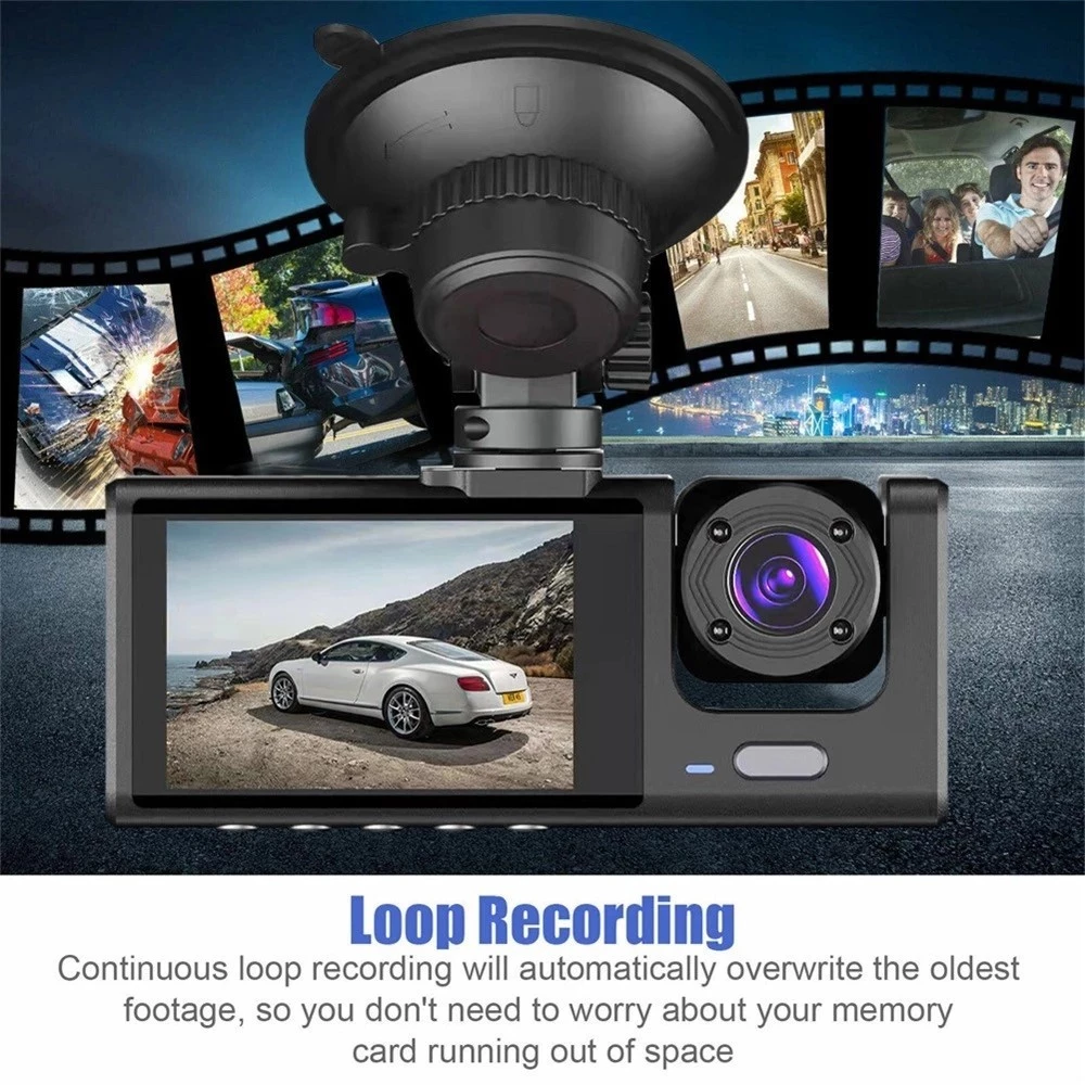 กล้องติดรถยนต์ 3 กล้อง FHD มีเส้นกะระยะถอยหลัง กล้องติดรถ รับประกันสินค้า WIFI Car Camera Dash Cam thumbnail 7