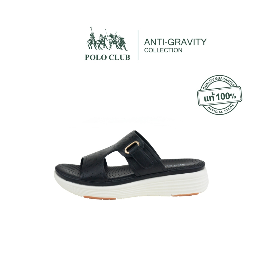 POLO CLUB รองเท้าแตะแบบสวม รุ่น AG-2827 สีดำ | รองเท้าแตะผู้หญิง สูง 1 นิ้ว