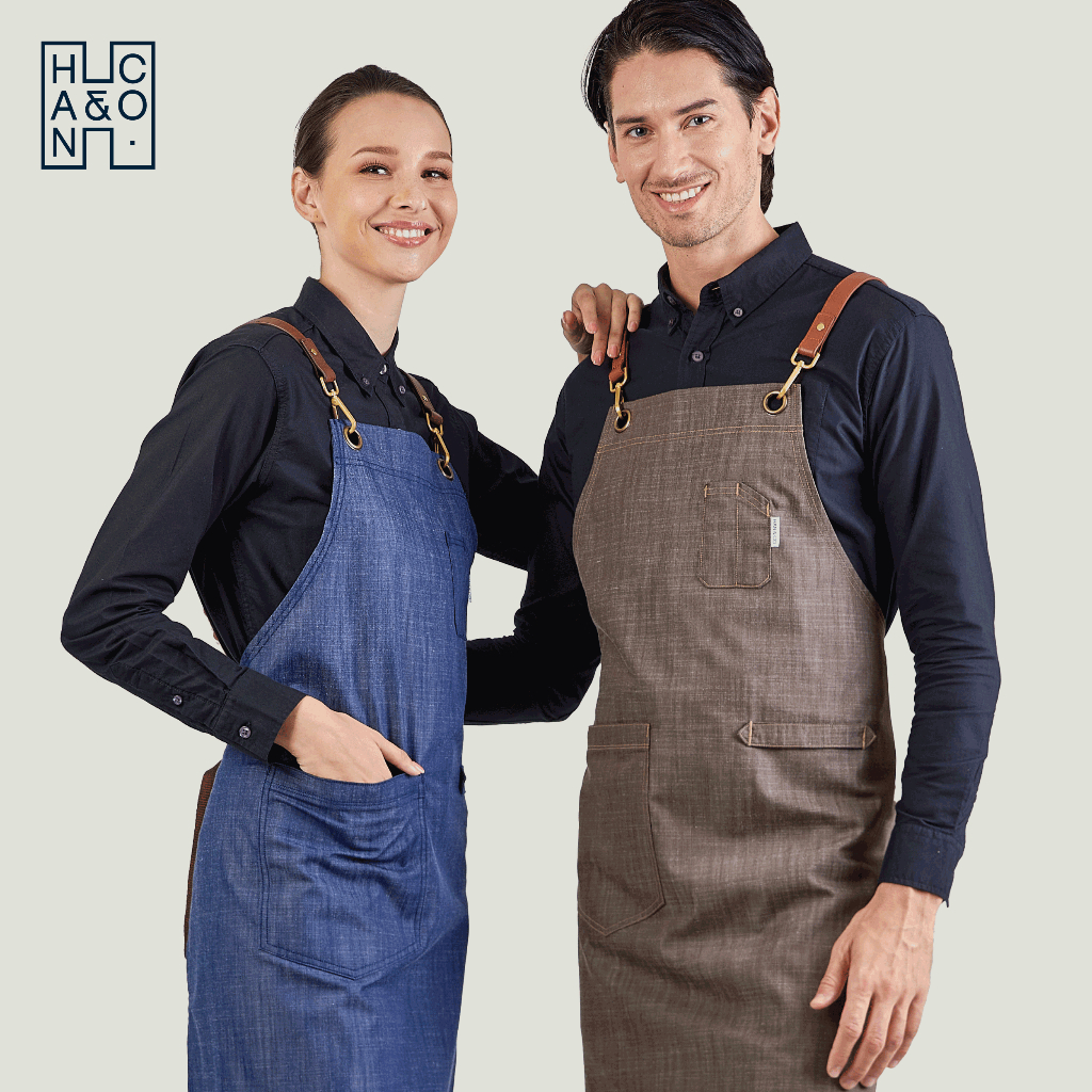 Han&Co. Siphon Apron (Brown,Khaki,Grey,Denim) ผ้ากันเปื้อนเต็มตัวสายไขว้หลัง รุ่นไซฟ่อน (นำ้ตาลอ่อน,กากี,เทา,เดนิม)
