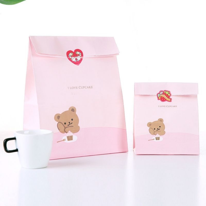 พร้อมส่ง ถุงกระดาษน้องหมี ใบใหญ่ ลายน่ารักๆ ใส่ขนมเครื่องเขียน - รูปที่ 6
