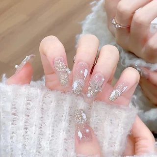 ⚡ส่งไวจากไทย⚡ เล็บปลอม เล็บเจล เล็บปลอมสำเร็จ ลายน่ารักๆ กันน้ำ 24 ชิ้น