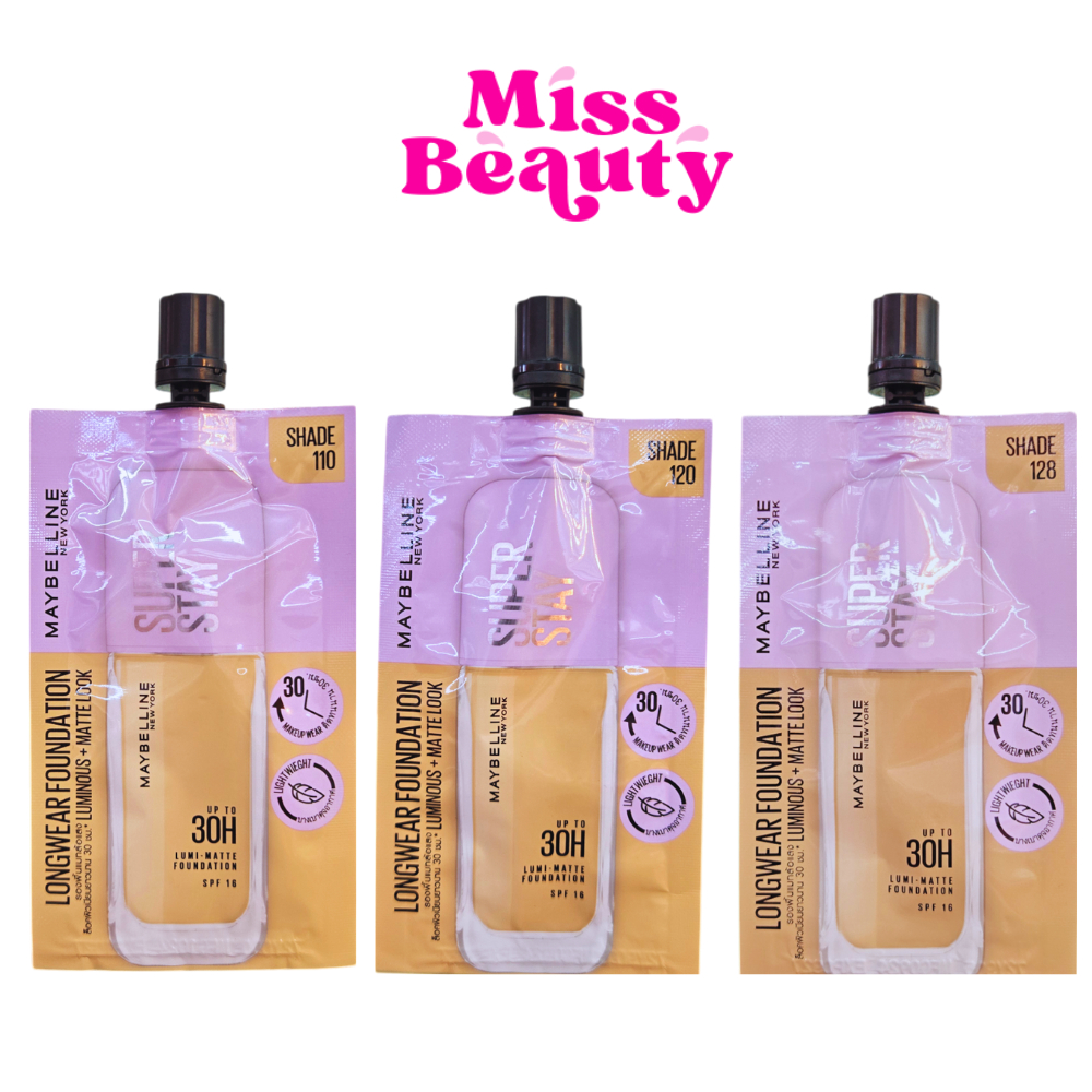 (ซอง) Maybelline Superstay Lumi-Matte Foundation เมย์เบลลีน ซุปเปอร์สเตย์ ลูมิ-แมท ฟาวเดชั่น ครีมรองพื้น 5 มล.