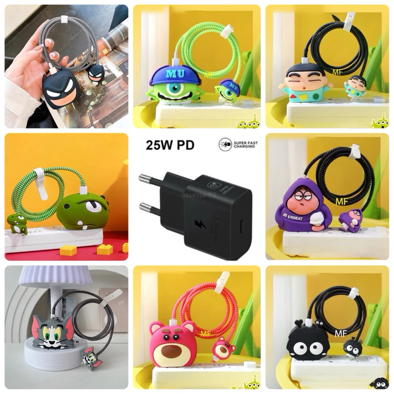 (หัวชาร์จแบบใหม่) Samsung 25W กันหัก ถนอมสายชาร์จ สายเกลียว
