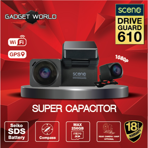 กล้องติดรถยนต์ SCENE รุ่นDrive Guard 610 l 2K+WiFi+Seiko SDS Battery