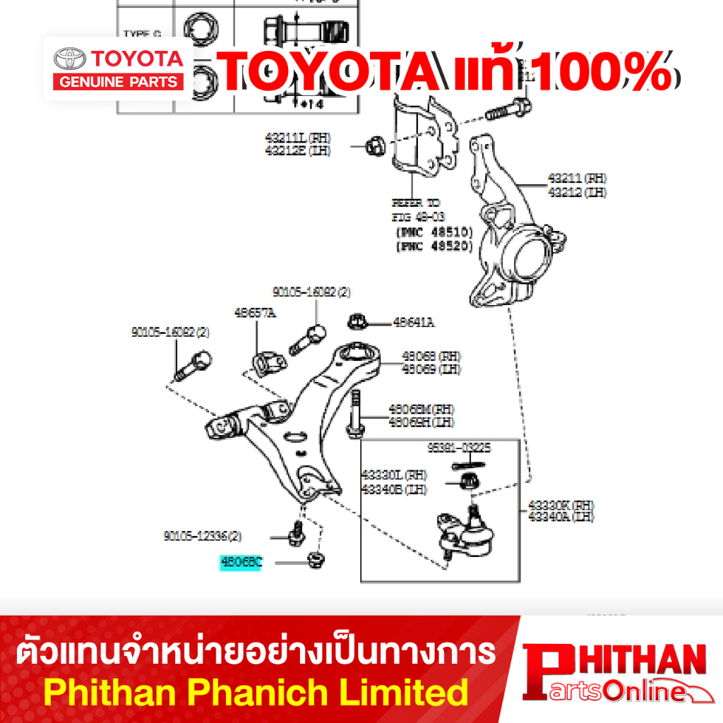 นัท โตโยต้า NUT FLANGE TOYOTA 90178-12015 48-02