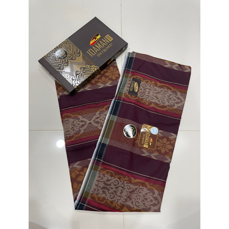 ผ้าโสร่งผู้ชาย ตราATLAS รุ่น IDAMAN 590 ลายปัก สวยๆ เย็บแล้ว ผ้าไม่ลื่น