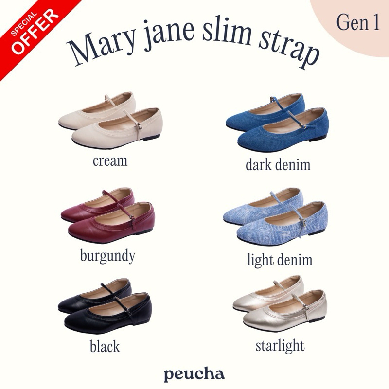 Gen1 Peucha soft Mary jane - slim strap แมรี่เจนสายเล็กพื้นนุ่ม