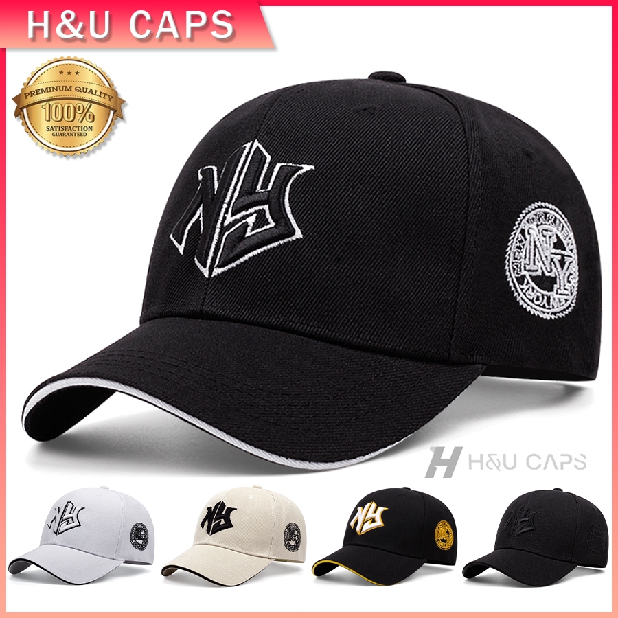 หมวกเบสบอล ปักตัวอักษร NY ย้อนยุค/สไตล์เกาหลี แฟชั่น/ป้องกันแสงแดด ระบายอากาศ สุภาพสตรี หมวกกีฬา