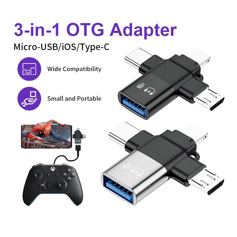3 In 1 OTG อะแดปเตอร์ ตัวแปลง OTG for / Type-C / Micro USB / USB