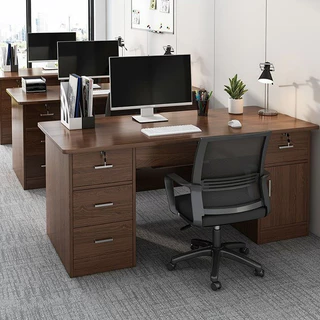 โต๊ะทํางานมีลิ้นชัก กุญแจล็อค โต๊ะคอมพิวเตอร์ 120/140cm Computer Desk วัสดุไม้คุณภาพ สวยแข็งแรง