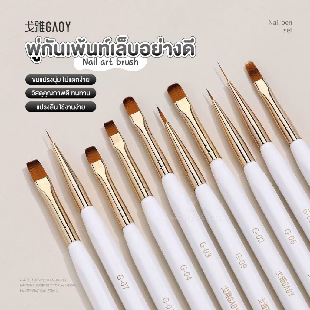 Nail Art Brush GAOY พู่กันเพ้นท์เล็บอย่างดี เพ้นท์เล็บ ต่อเล็บ ต่ออะคลิลิค ขนแปรงนุ่ม ขนไม่หลุด