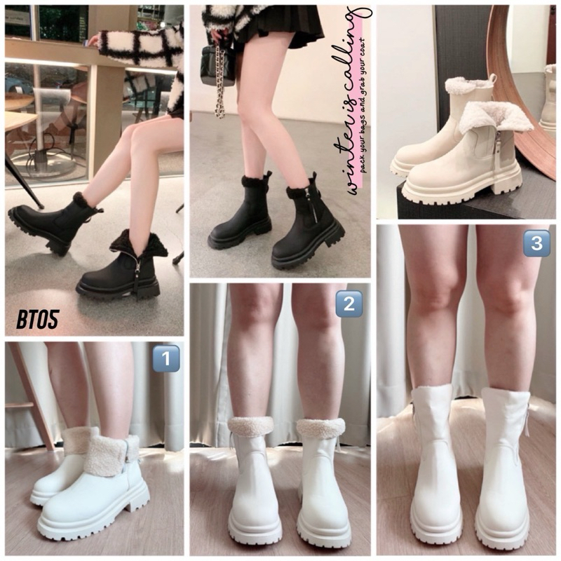 BT05❤️รองเท้าบูทบุขน กันหนาวได้ ใส่เดินสบาย ใส่ได้3แบบ