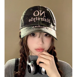 พร้อมส่ง🔥 หมวกเบสบอลพิมพ์ลายพรางสไตล์เกาหลี ins cap เย็บปักถักร้อยจดหมาย สไตล์ถนนย้อนยุค