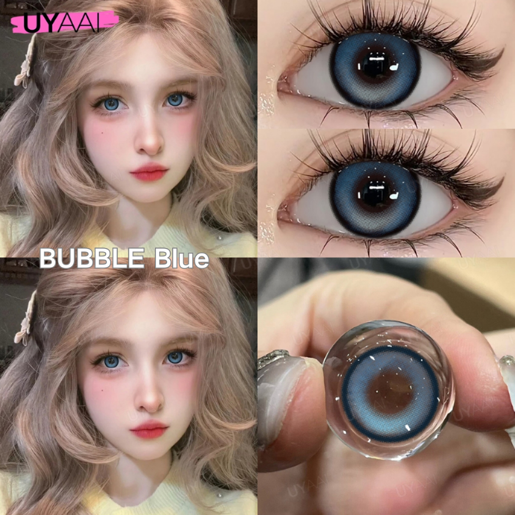 2PCS/1Pair คอนแทคเลนส์สี มีค่าสายตา 0.00~-6.00 BUBBLE รายเดือน ชุดคอนแทคเลนส์ รายเดือน ปริมาณน้ำ 42%
