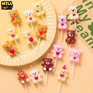 เทียนน้องหมี เทียนวันเกิด หมีน้ำตาล หมีชมพู หมีครีม มีหลายแบบ บรรจุ 1ชิ้น/ซอง