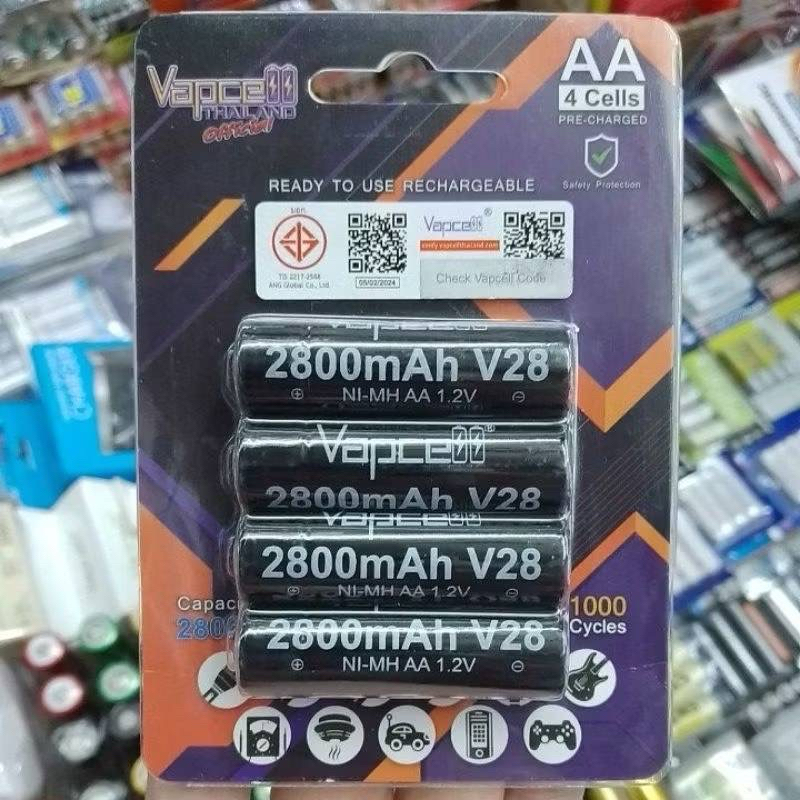ถ่านชาร์จ Vapcell AA 2800mah V28 จำนวน 4ก้อน ของใหม่ ของแท้