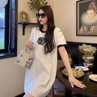MQzz4289 *พร้อมส่ง* เดรสไหมพรม ปักดอกไม้น่ารัก Free Size