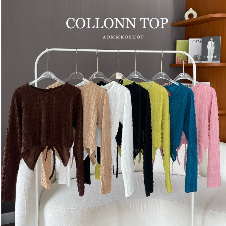 Collonn top เสื้อผูกคล้องคอโชว์หลังแขนยาว (งานSize M-L) AOMMKOSHOP - S83