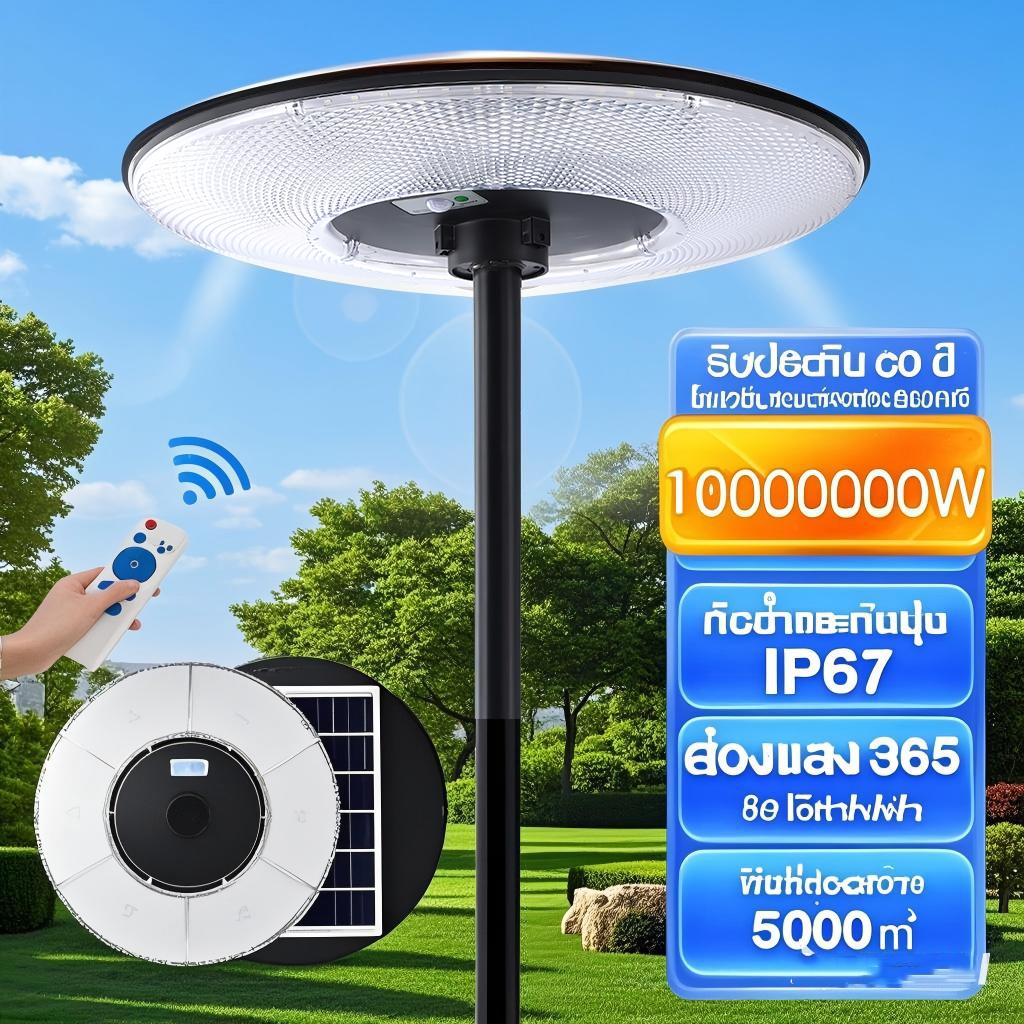 🔥COD🔥 ไฟโซล่าเซลล์ UFO ไฟถนน Solar Light ไฟถนนยูเอฟโอ 1300000W ไฟถนนLED ไฟแสงอาทิตย์ แสงสีขาว โคมไฟถนน กันน้ำIP67