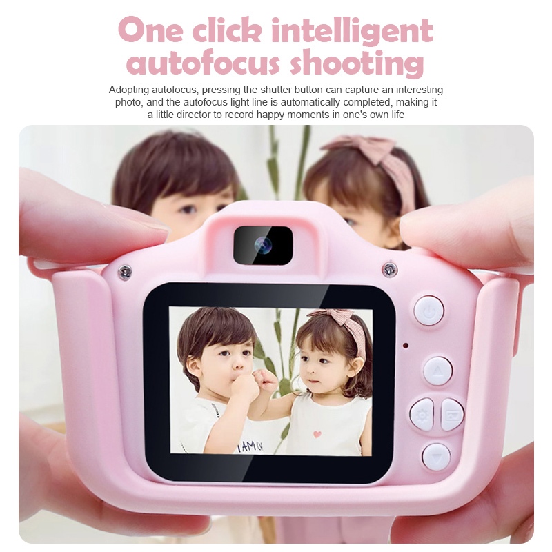 กล้องถ่ายรูปเด็ก กล้องดิจิทัล 1080P หน้าจอ IPS 2.0 นิ้ว กล้องคู่เด็กกล้องการ์ตูนของเล่นมินิกล้อง เอสแอลอาร์