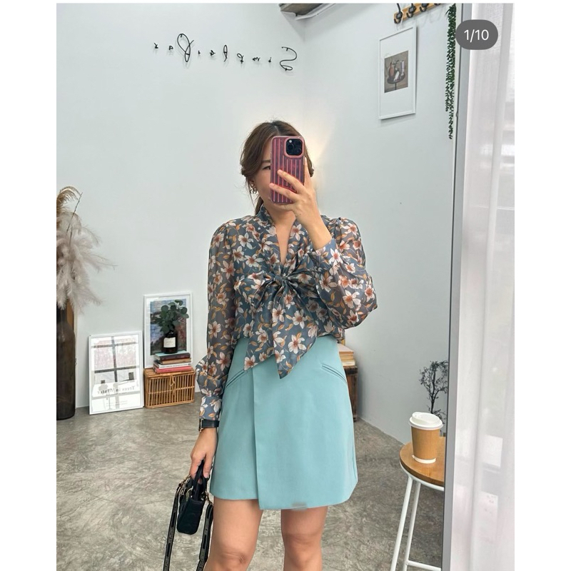 🩵 Simple par 🩵 ส่งต่อกระโปรงกางเกง สีฟ้า size L