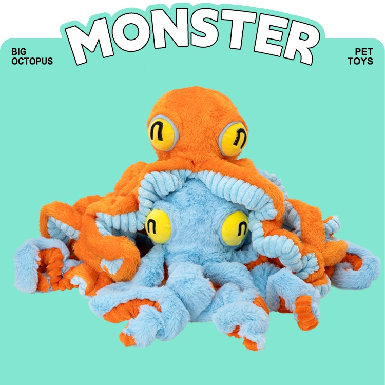 Q-Monster หมึกยักษ์ BIG OCTOPUS ของเล่นสุนัข บีบ/กัด ดึง มีเสียง Happy PETs