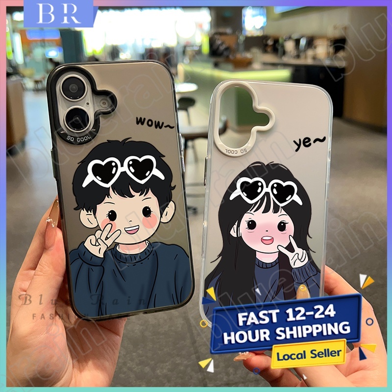 คู่รักแว่นกันแดดเด็กชายผู้หญิงเข้ากันได้เคสไอโฟน 13 11 16 7Plus 15 12 14 Pro Max XR X XS Max 16 7 14 8 Plus เคส
