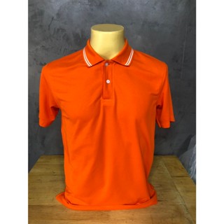 เสื้อคอปก สีส้ม ปกส้มขลิบขาว กระดุม2เม็ด ผ้าจุติไมโคร เนื้อน…