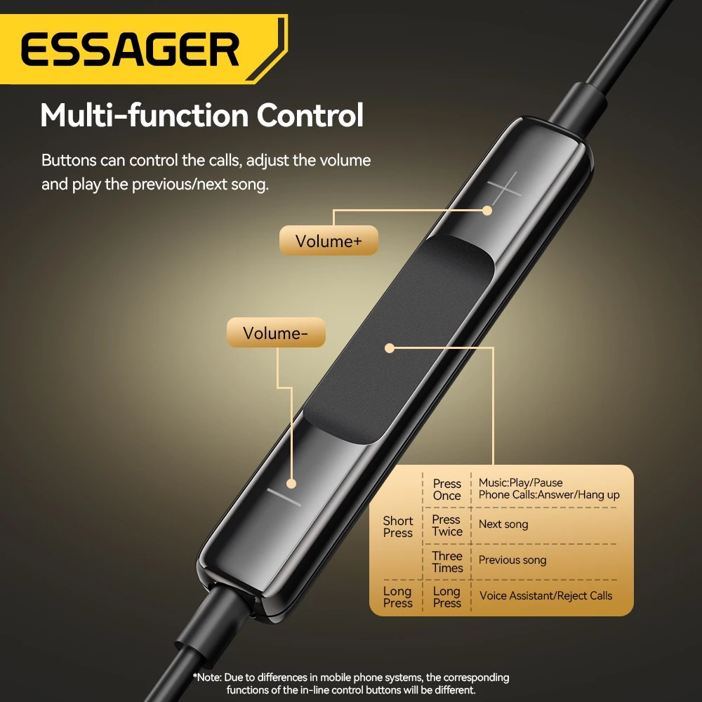 Essager Samsung คอมพิวเตอร์พีซีเฮดโฟนแบบมีสายอินเอียร์3.5มม. พร้อมไมโครโฟนสำหรับ Xiaomi เรดมี่หูฟังหูฟังสมาร์ทโฟน thumbnail 7