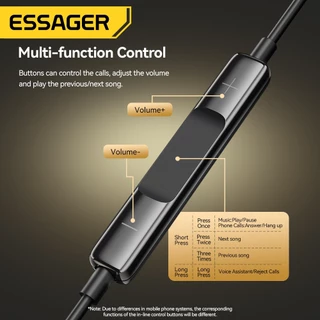 Essager Samsung คอมพิวเตอร์พีซีเฮดโฟนแบบมีสายอินเอียร์3.5มม. พร้อมไมโครโฟนสำหรับ Xiaomi เรดมี่หูฟังหูฟังสมาร์ทโฟน