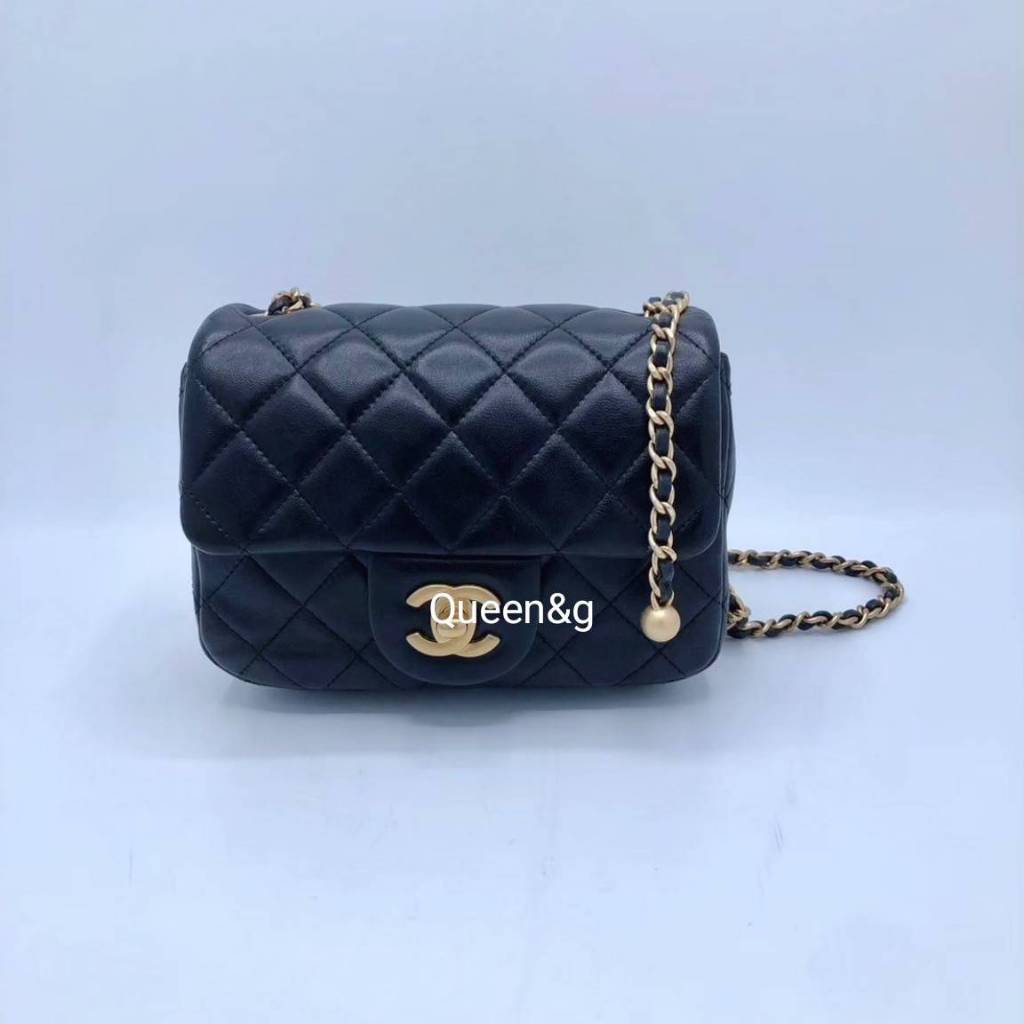 Chanel ลูกตุ้ม น่ารักมาก crossbody ชาแนล กระเป๋าสะพาย หนังแท้ สีดำ ปรับสายได้ มือสอง วินเทจ น่ารัก
