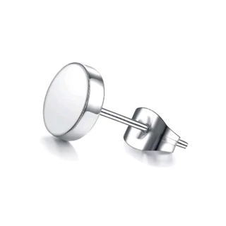 2pcs/316Lสแตนเลส-ต่างหู ตุ้มหู จิว ต่างหูผู้ชาย Black Gothic Barbell Earring Fashion Round Plain Men Stud Earring Jewe