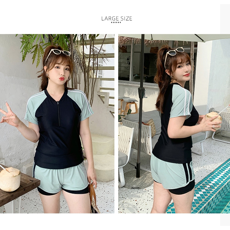 50-80KG ชุดว่ายน้ำสาวอวบ ชุดดำน้ำ ผ้าเนื้อดี กันUV ผ้าดีคัตติ่งเนียบ ขนาดใหญ่ หลากหลายสไตล์ 96186 - รูปที่ 4