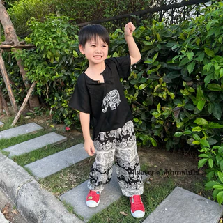 TP010 ส่งด่วน⚡️ ชุดช้างขายาวผ้าสปัน เสื้อ+กางเกง ผ้านิ่มพริ้วใส่สบาย S-2XL ใส่ได้ทั้งชายหญิง