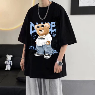 เสื้อไซส์ใหญ่พิเศษ เสื้อยืด Fat Man คอกลม ผ้านุ่ม ใส่สบาย เย็นสบาย ลายหมีฮิปฮอป