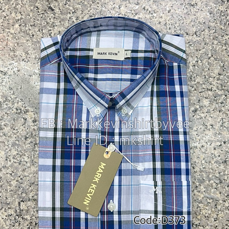 เสื้อเชิ้ตลายสก๊อต สีน้ำเงิน-ขาว ทั้งแขนสั้นและแขนยาวนะคะ